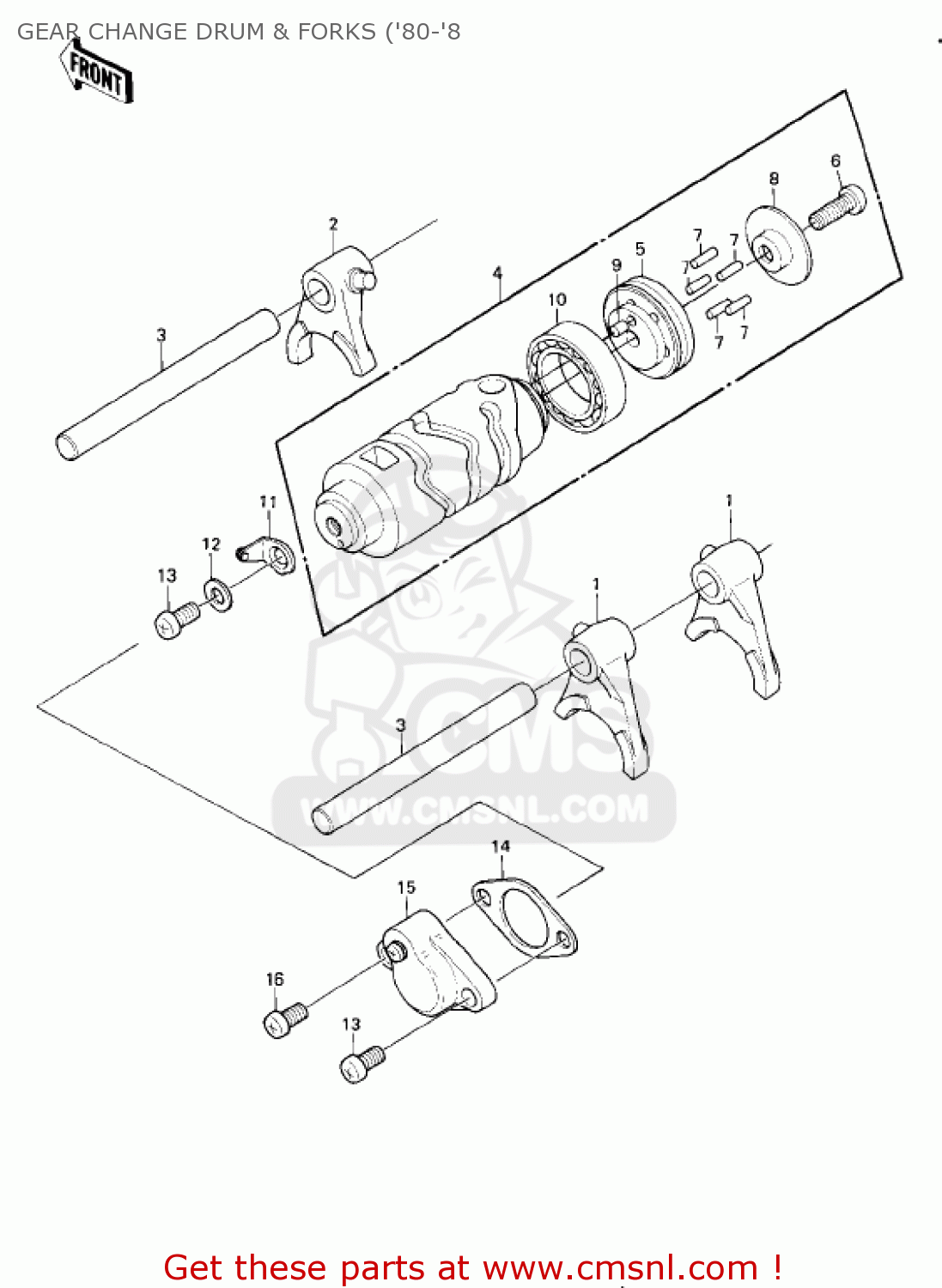 GEAR CHANGE DRUM & FORKS ('80-'8 KE175-D4 KE175 1982 USA CANADA