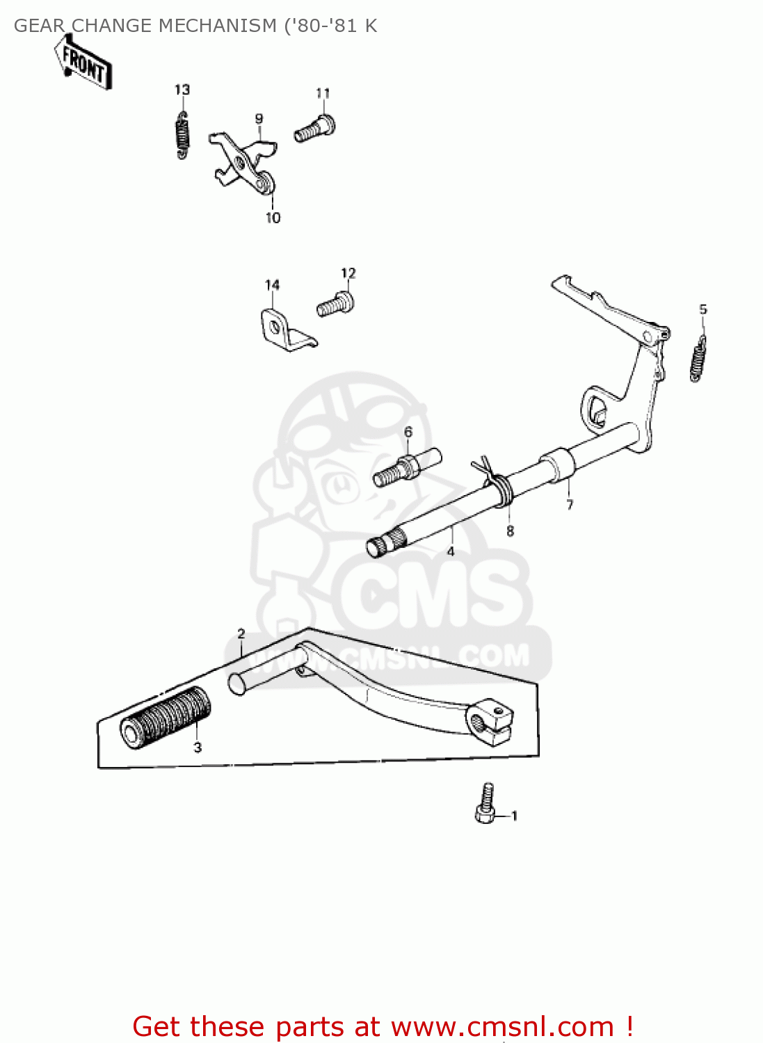 GEAR CHANGE MECHANISM ('80-'81 K KE175-D4 KE175 1982 USA CANADA