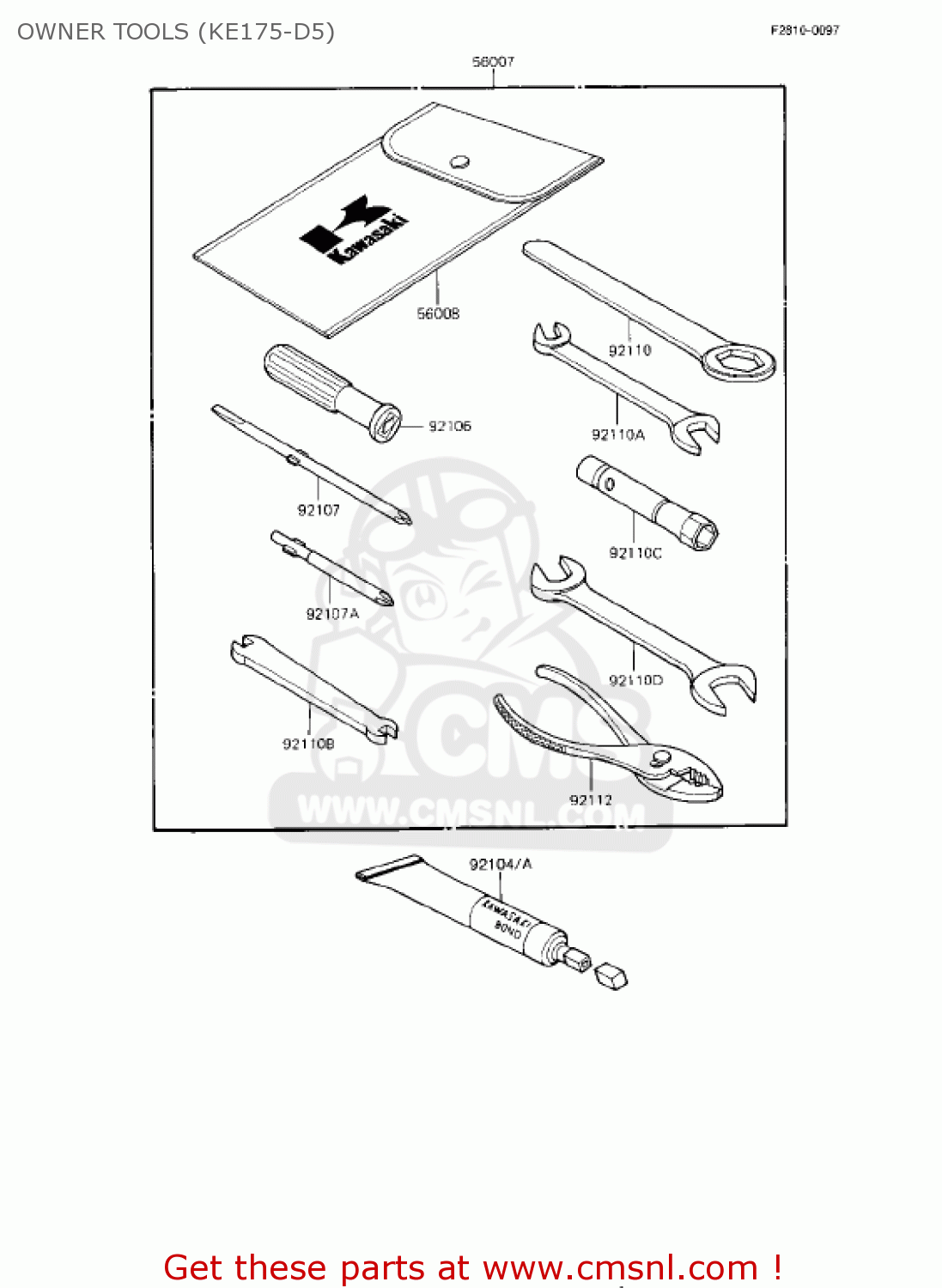 OWNER TOOLS (KE175-D5) KE175-D4 KE175 1982 USA CANADA