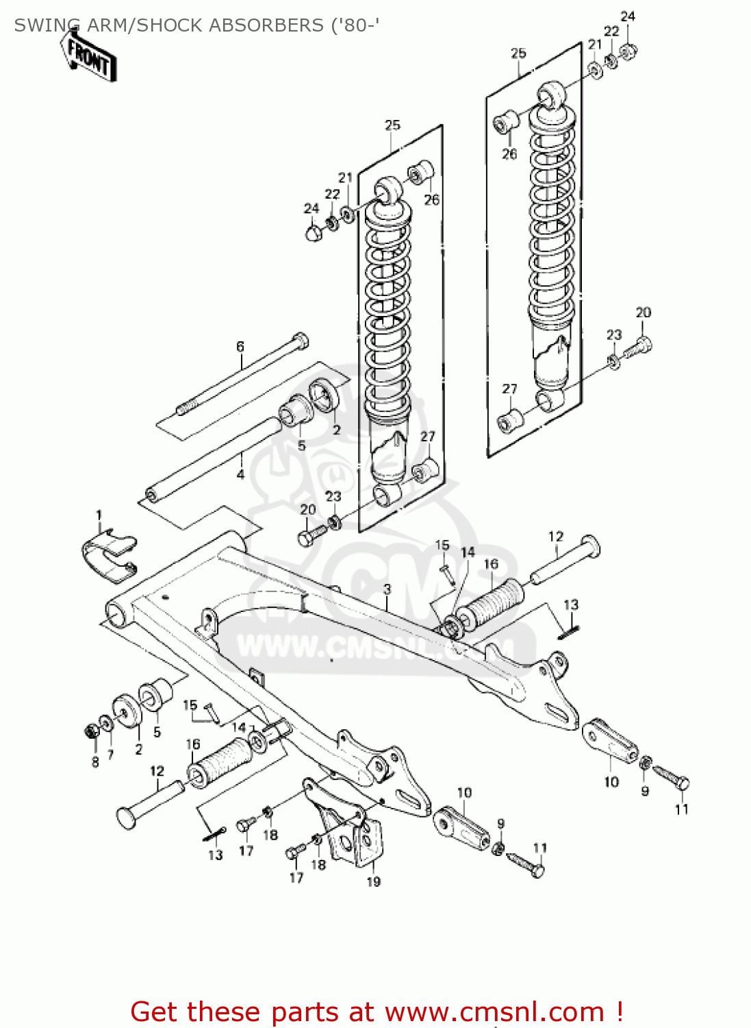 SWING ARM/SHOCK ABSORBERS ('80-' KE175-D4 KE175 1982 USA CANADA