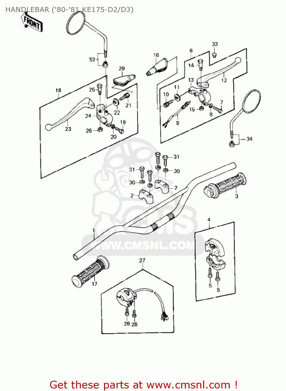 HANDLEBAR ('80-'81 KE175-D2/D3) KE175-D4 KE175 1982 USA CANADA