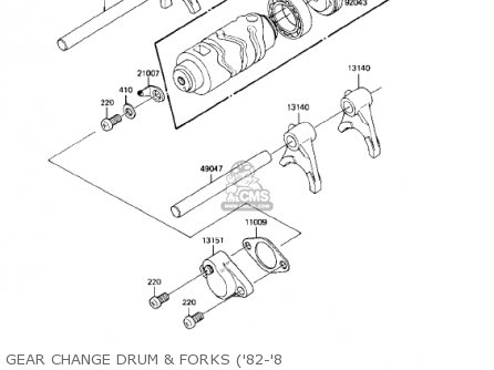 GEAR CHANGE DRUM & FORKS ('82-'8 - KE175-D4 KE175 1982 USA CANADA
