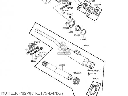 MUFFLER ('82-'83 KE175-D4/D5) - KE175-D4 KE175 1982 USA CANADA