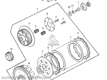 CLUTCH ('80-'81 KE175-D2/D3) - KE175-D4 KE175 1982 USA CANADA