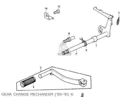 GEAR CHANGE MECHANISM ('80-'81 K - KE175-D4 KE175 1982 USA CANADA