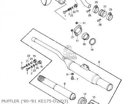 MUFFLER ('80-'81 KE175-D2/D3) - KE175-D4 KE175 1982 USA CANADA