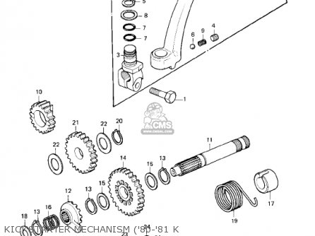KICKSTARTER MECHANISM ('80-'81 K - KE175-D4 KE175 1982 USA CANADA