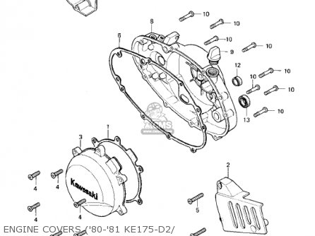 ENGINE COVERS ('80-'81 KE175-D2/ - KE175-D4 KE175 1982 USA CANADA