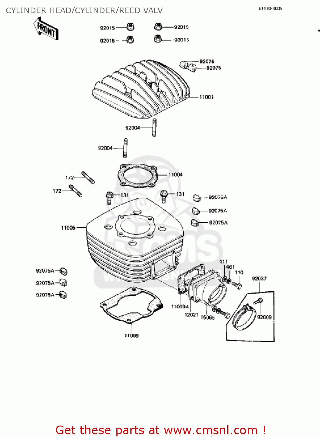 CYLINDER HEAD/CYLINDER/REED VALV KE175-D5 KE175 1983 USA CANADA