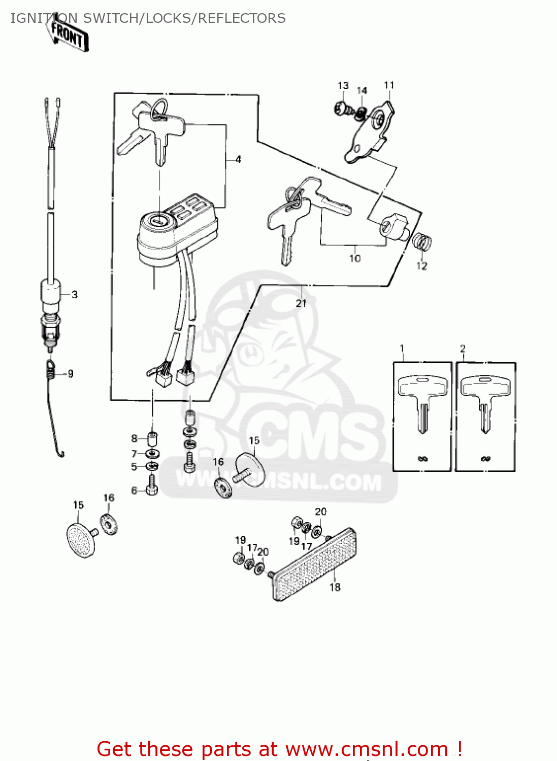 IGNITION SWITCH/LOCKS/REFLECTORS KE175-D5 KE175 1983 USA CANADA