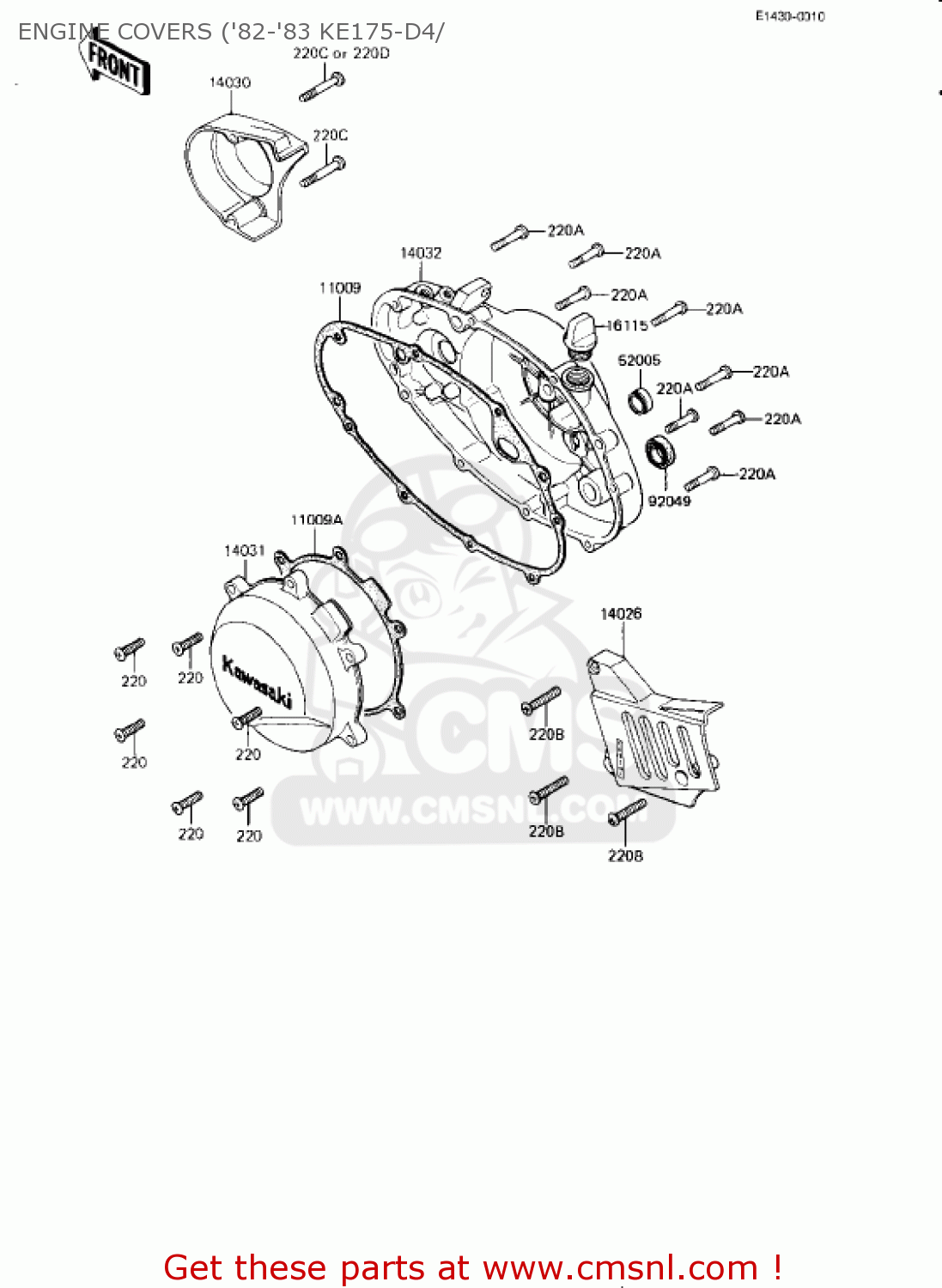 ENGINE COVERS ('82-'83 KE175-D4/ KE175-D5 KE175 1983 USA CANADA