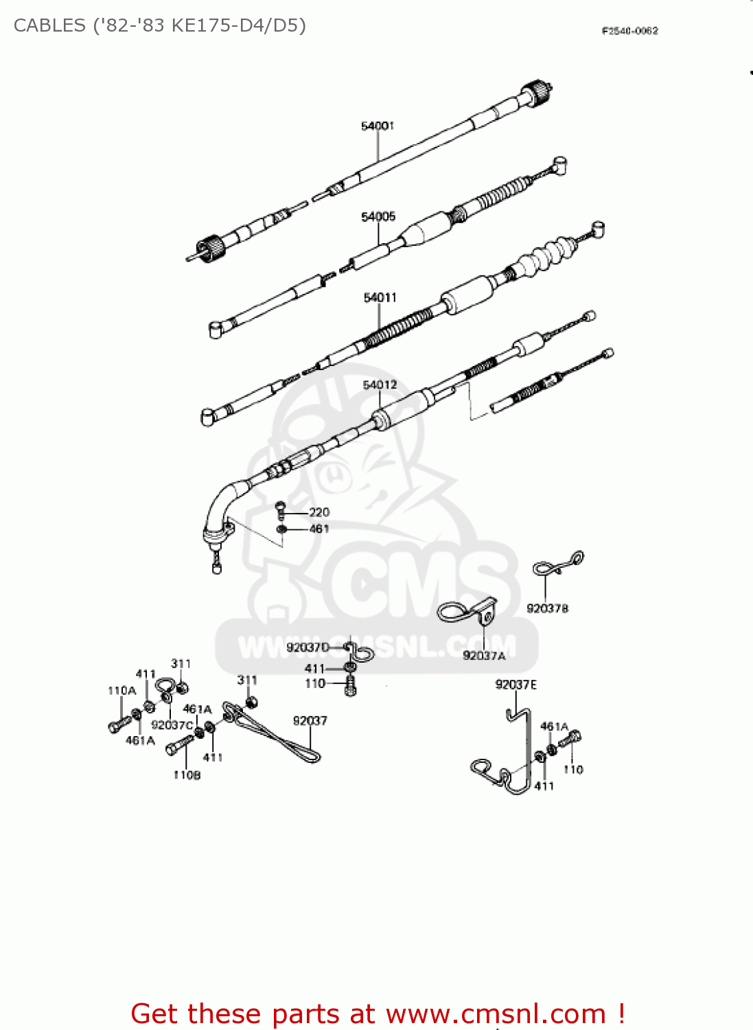 CABLES ('82-'83 KE175-D4/D5) KE175-D5 KE175 1983 USA CANADA