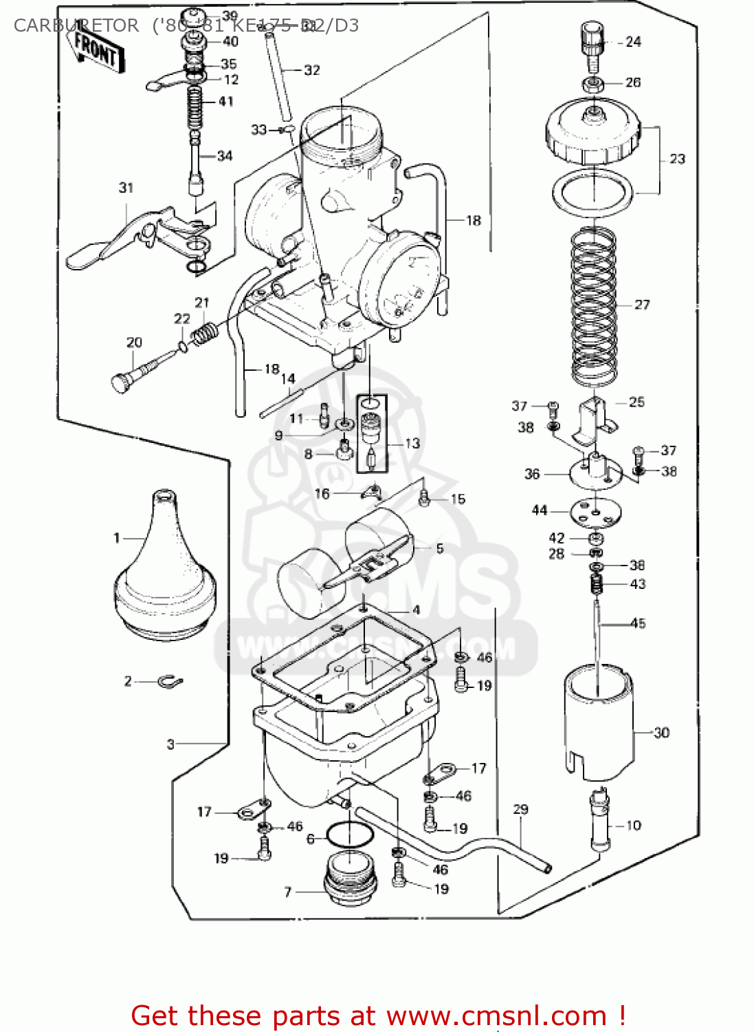 CARBURETOR  ('80-'81 KE175-D2/D3 KE175-D5 KE175 1983 USA CANADA
