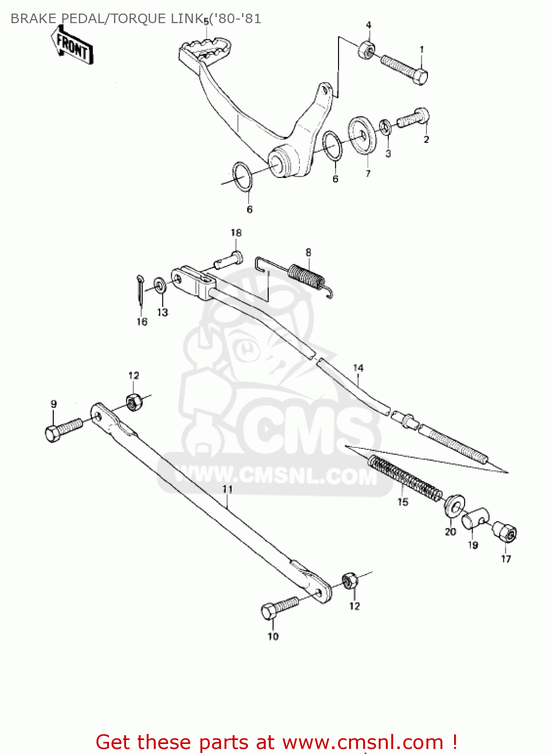BRAKE PEDAL/TORQUE LINK ('80-'81 KE175-D5 KE175 1983 USA CANADA