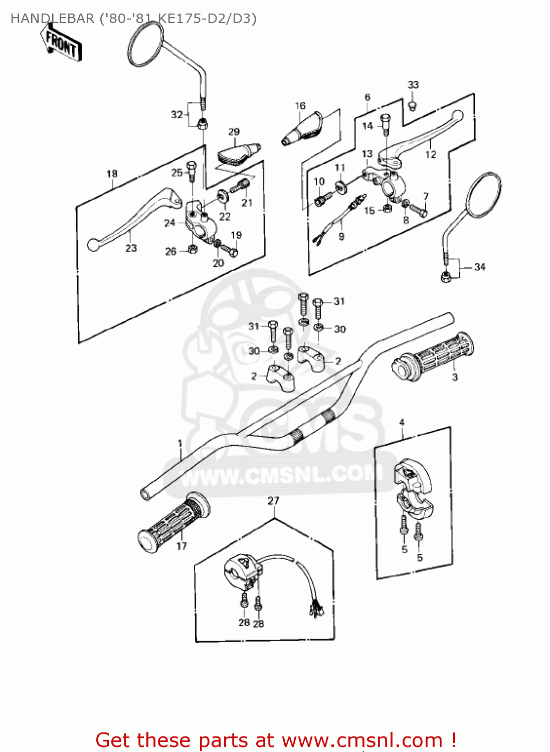 HANDLEBAR ('80-'81 KE175-D2/D3) KE175-D5 KE175 1983 USA CANADA
