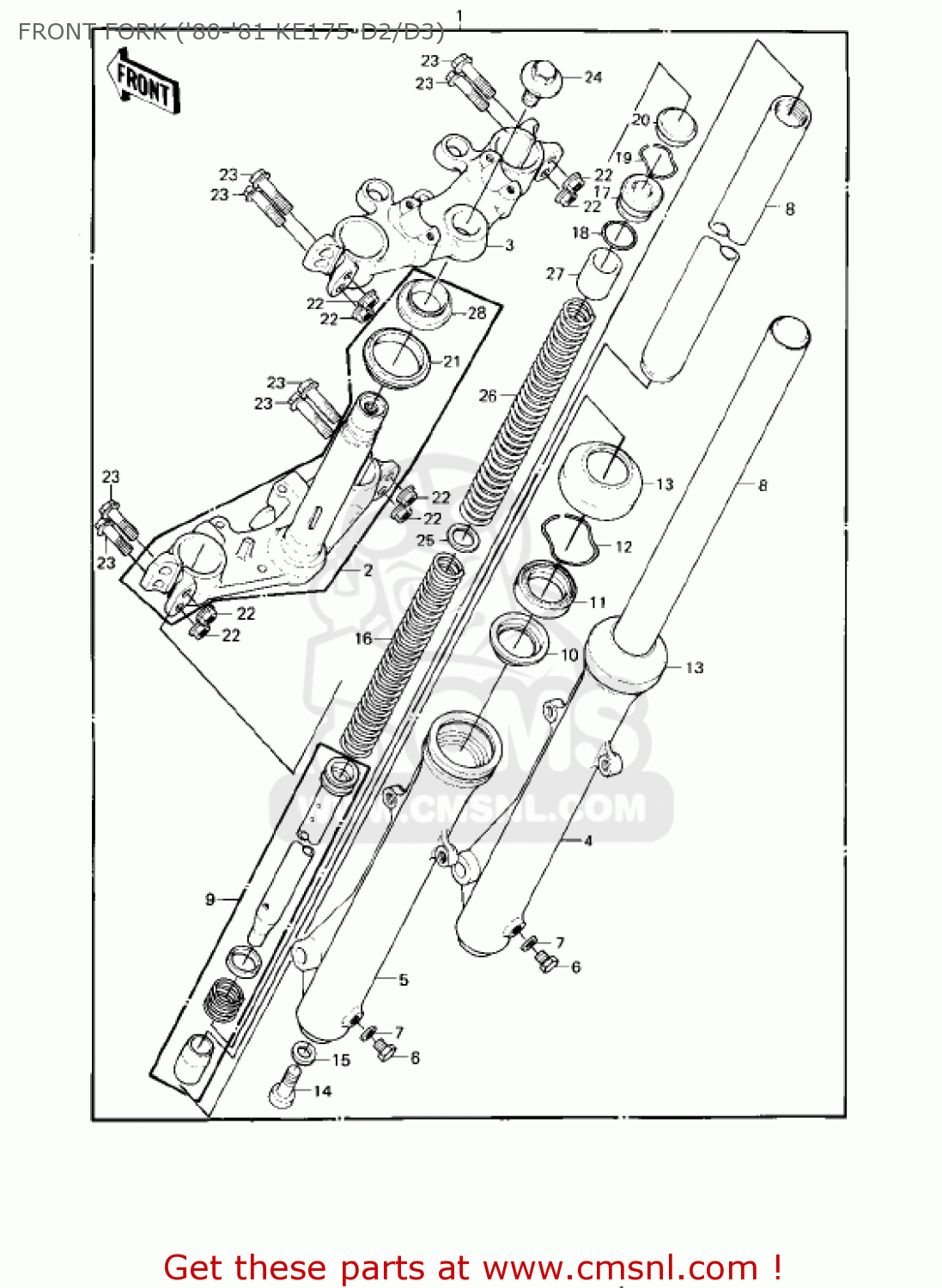 FRONT FORK ('80-'81 KE175-D2/D3) KE175-D5 KE175 1983 USA CANADA