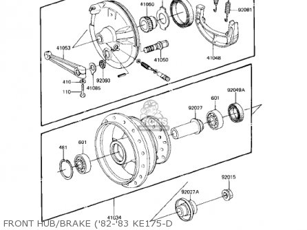 FRONT HUB/BRAKE ('82-'83 KE175-D - KE175-D5 KE175 1983 USA CANADA