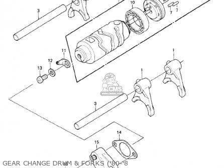 GEAR CHANGE DRUM & FORKS ('80-'8 - KE175-D5 KE175 1983 USA CANADA