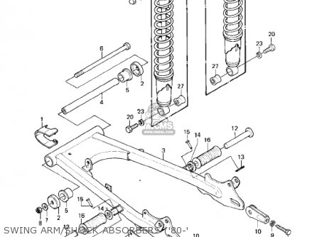 SWING ARM/SHOCK ABSORBERS ('80-' - KE175-D5 KE175 1983 USA CANADA