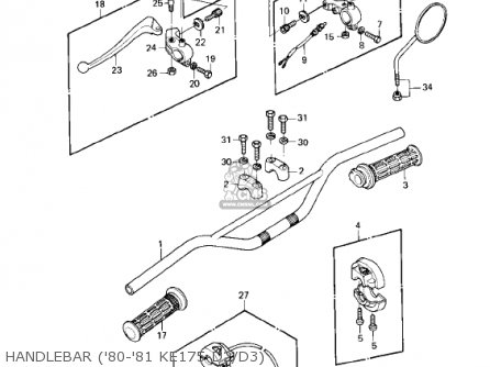 HANDLEBAR ('80-'81 KE175-D2/D3) - KE175-D5 KE175 1983 USA CANADA