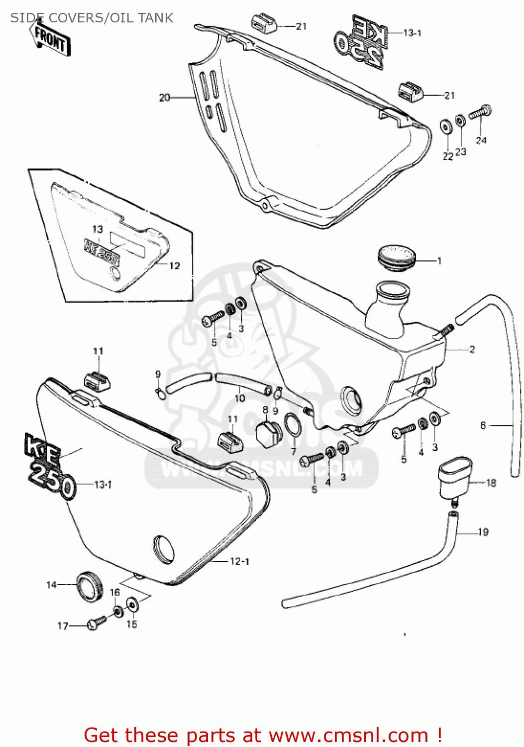 SIDE COVERS/OIL TANK KE250-B1 1977 / MPH KPH