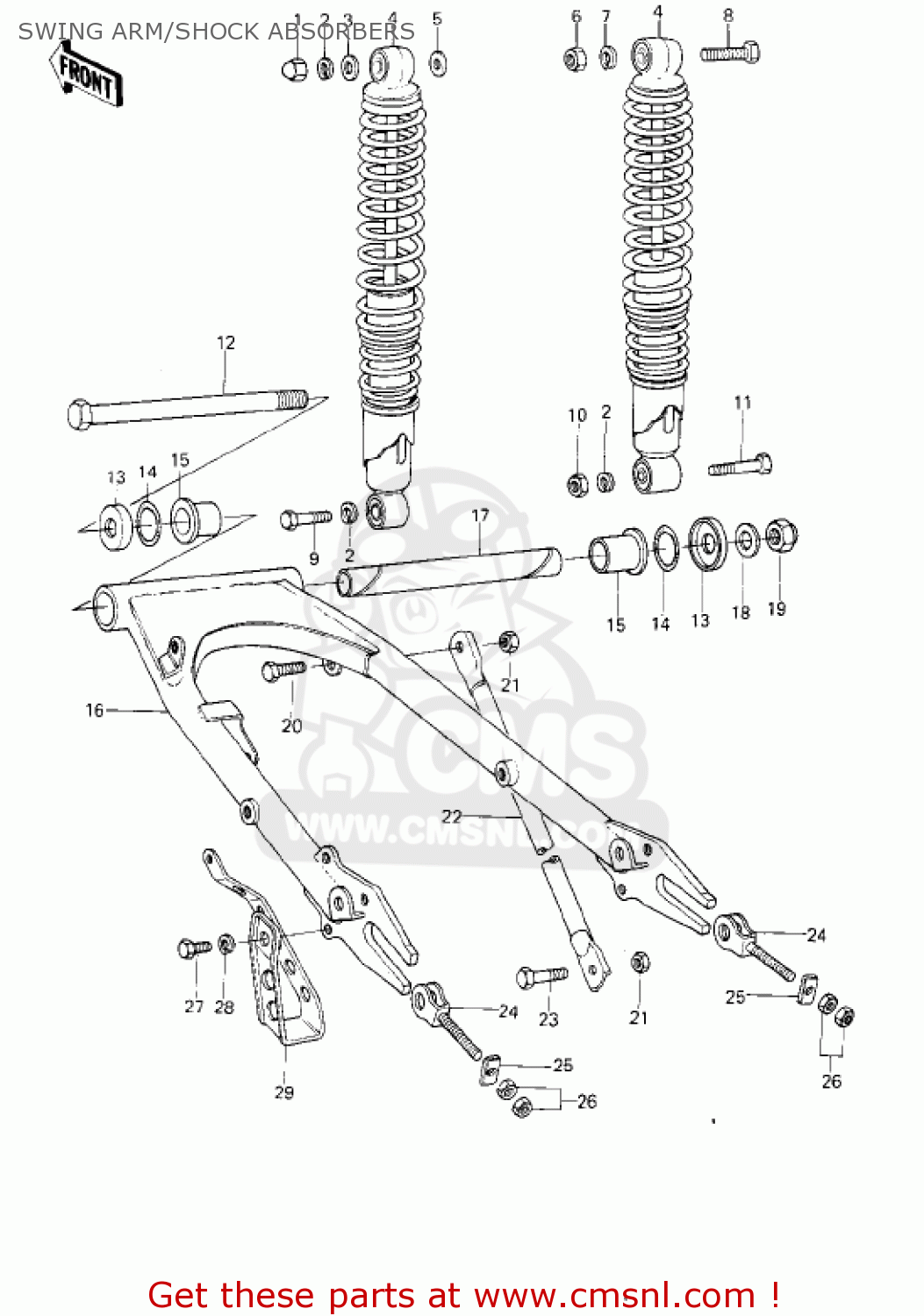SWING ARM/SHOCK ABSORBERS KE250-B1 1977 / MPH KPH