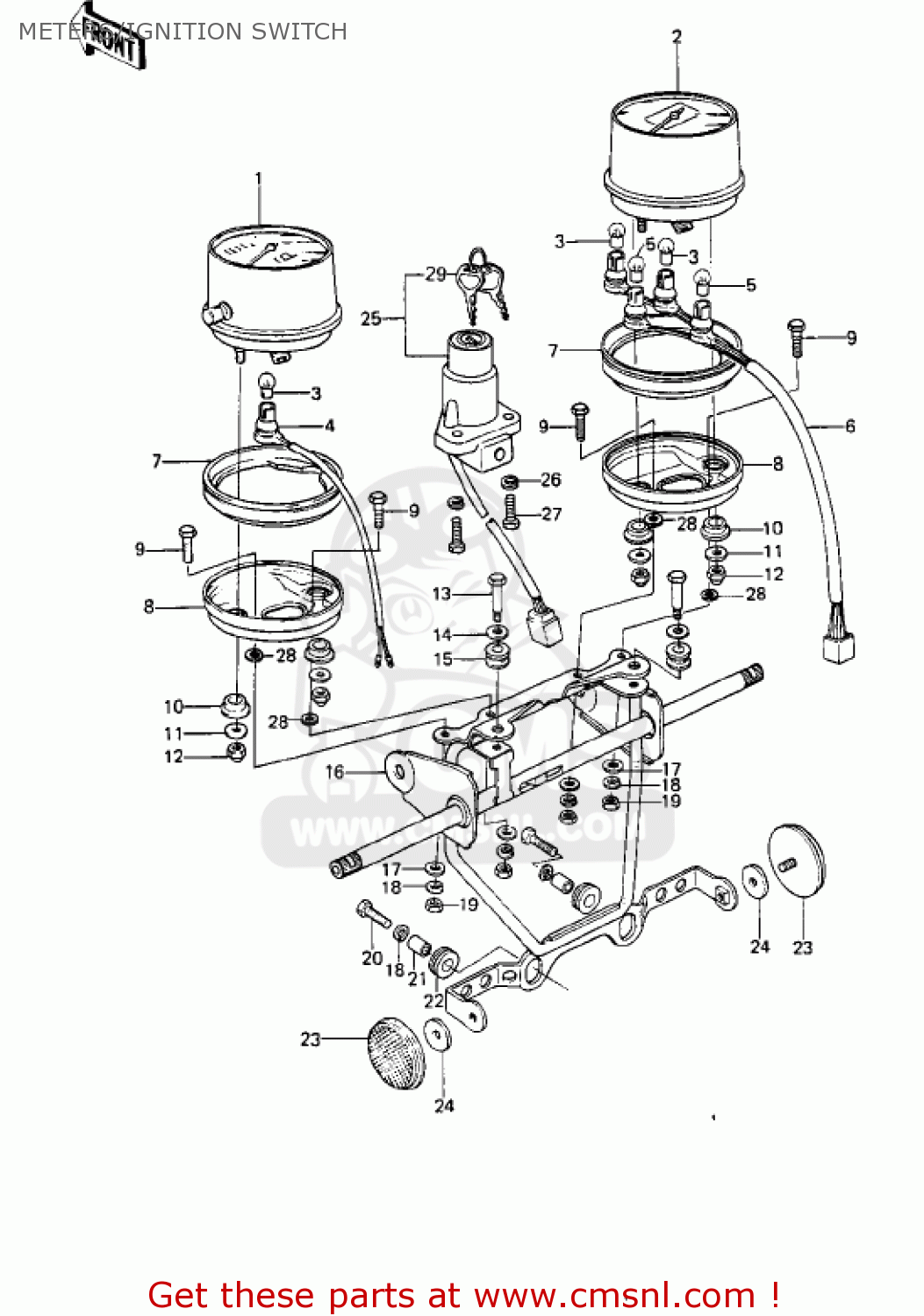 METERS/IGNITION SWITCH KE250-B1 1977 / MPH KPH