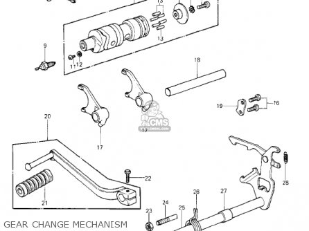 GEAR CHANGE MECHANISM - KE250-B1 1977 / MPH KPH