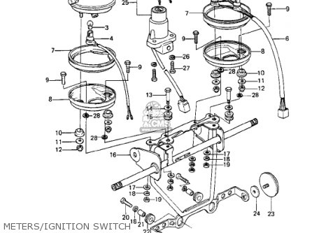 METERS/IGNITION SWITCH - KE250-B1 1977 / MPH KPH
