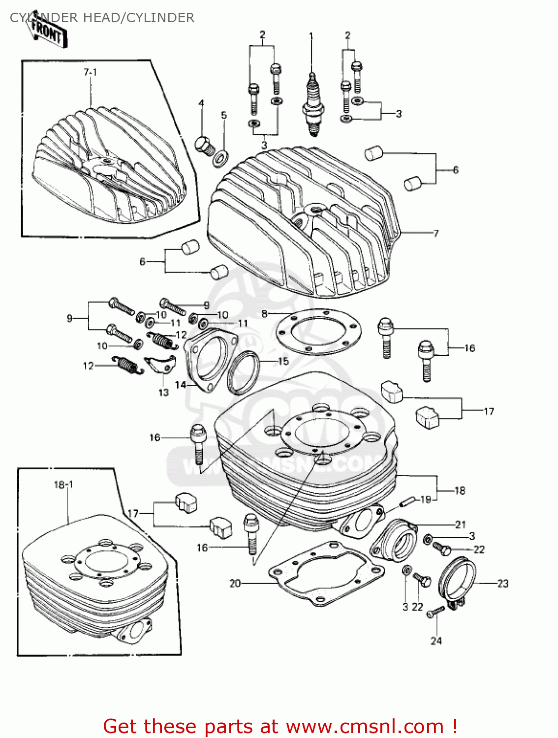 CYLINDER HEAD/CYLINDER KE250-B2 1978 / MPH KPH
