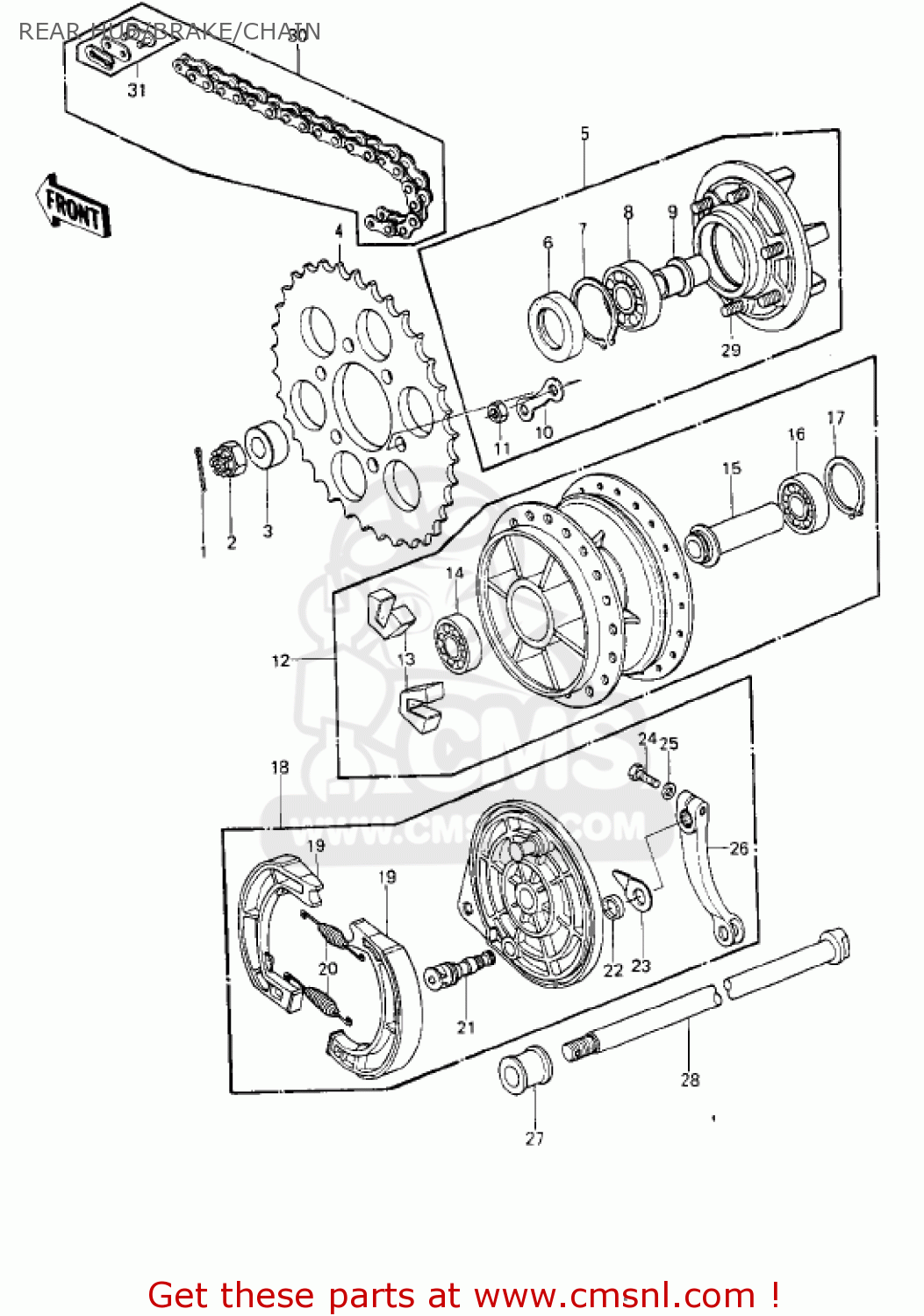 REAR HUB/BRAKE/CHAIN KE250-B2 1978 / MPH KPH