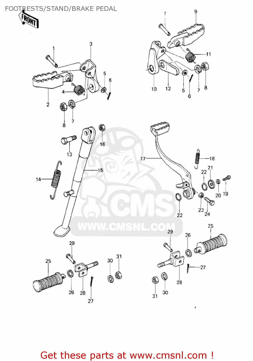 FOOTRESTS/STAND/BRAKE PEDAL KE250-B2 1978 / MPH KPH