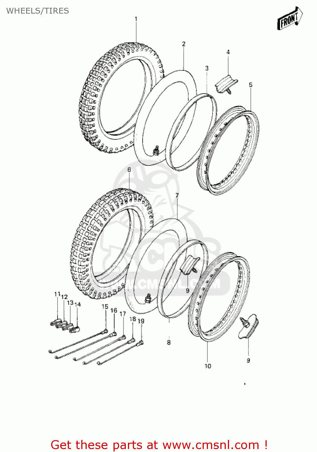 WHEELS/TIRES KE250-B2 1978 / MPH KPH