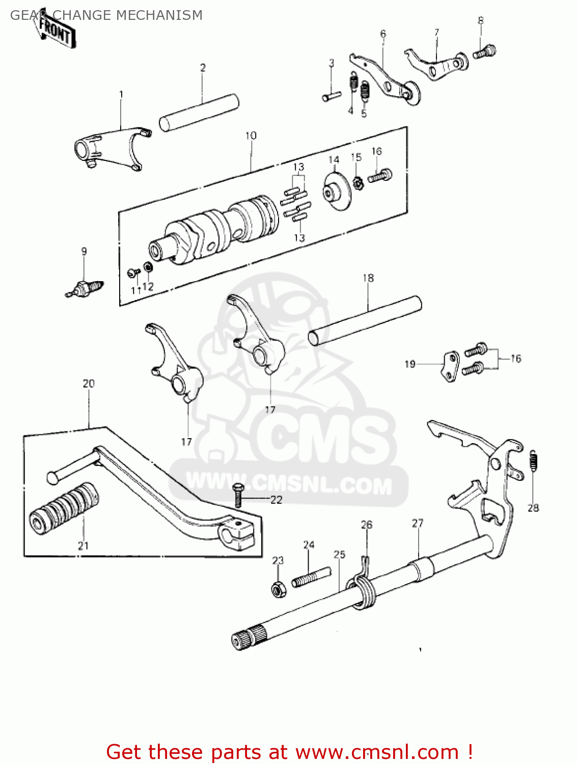 GEAR CHANGE MECHANISM KE250-B3 1979 / MPH KPH