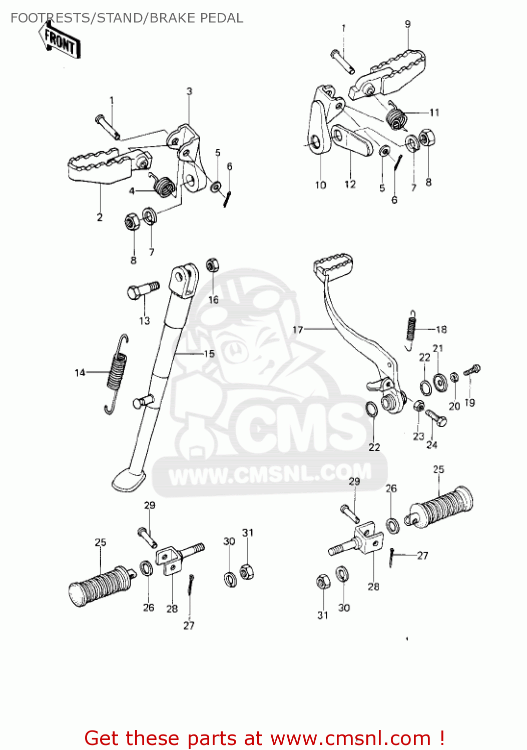 FOOTRESTS/STAND/BRAKE PEDAL KE250-B3 1979 / MPH KPH