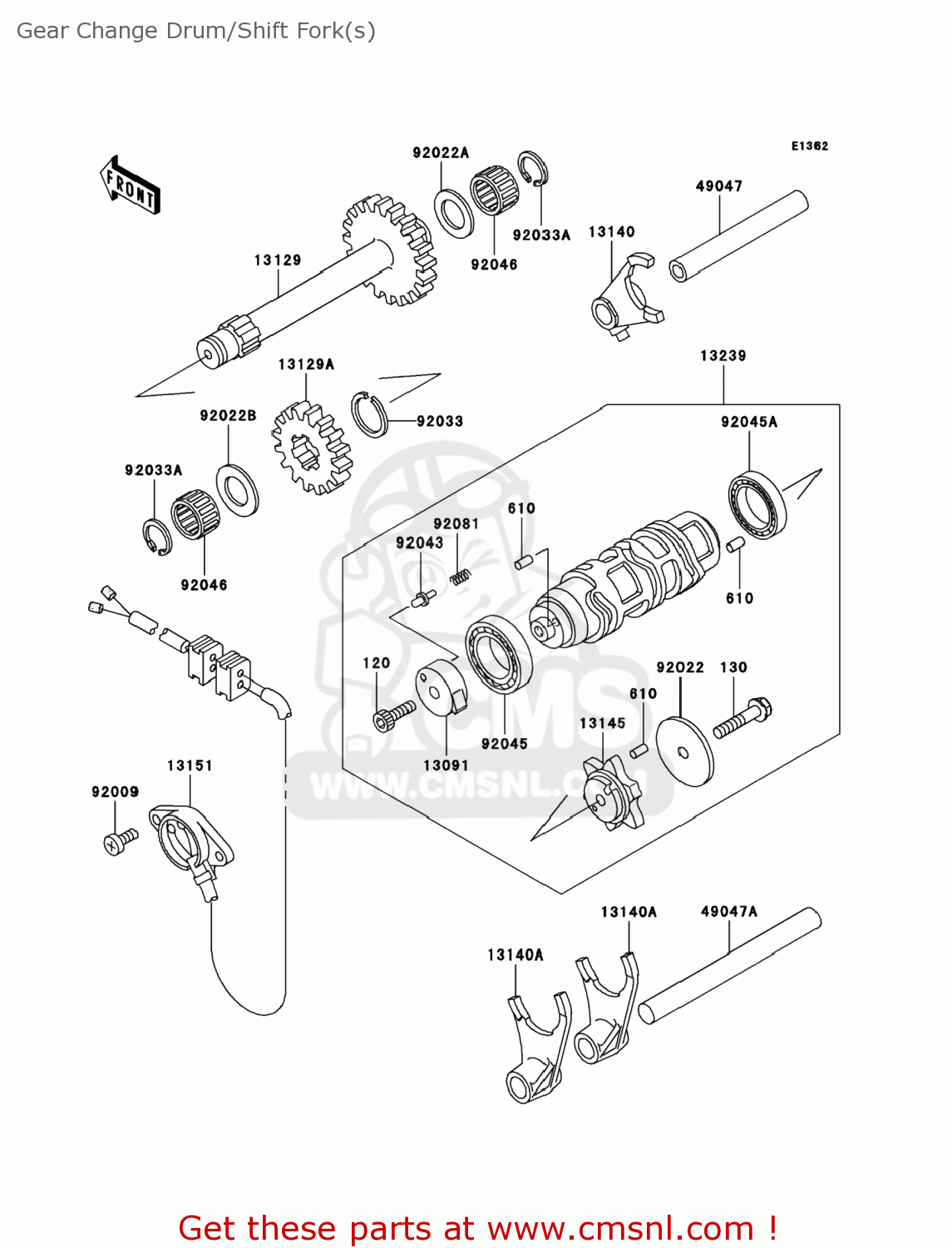 Kawasaki KEF300-B1 LAKOTA SPORT 2001 USA Gear Change Drum/Shift Fork(s ...