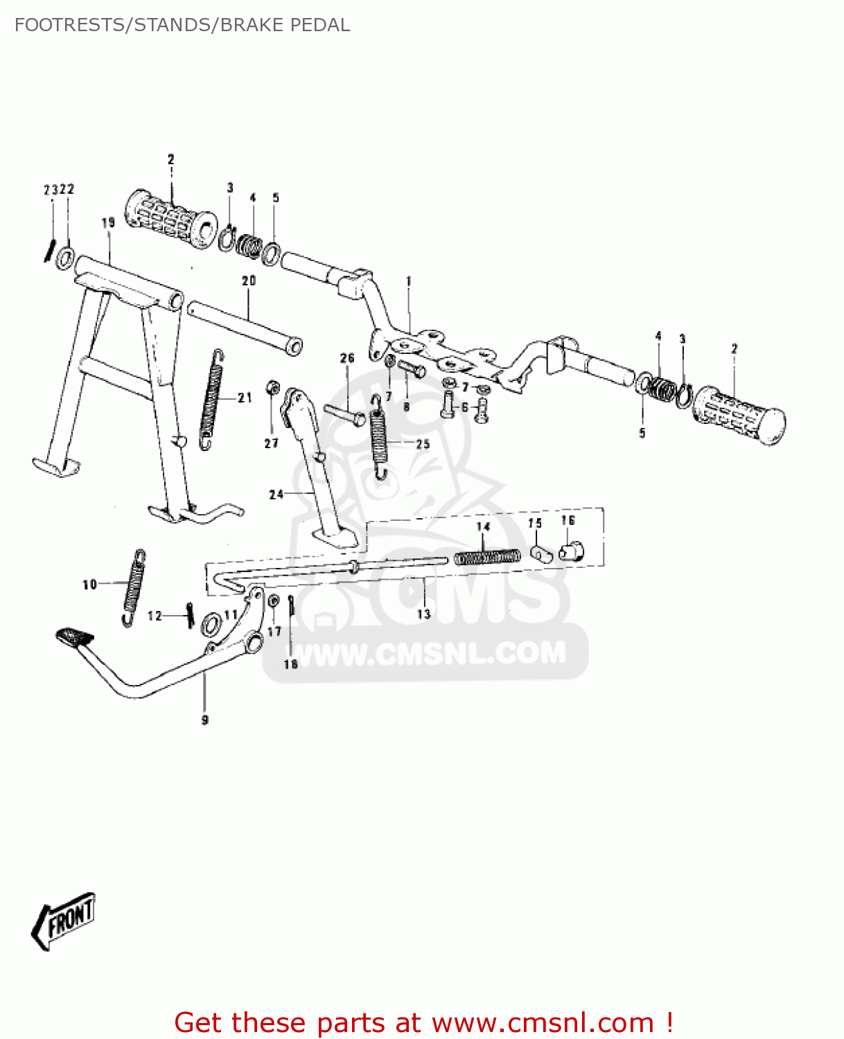 FOOTRESTS/STANDS/BRAKE PEDAL KH100B7 1976 CANADA