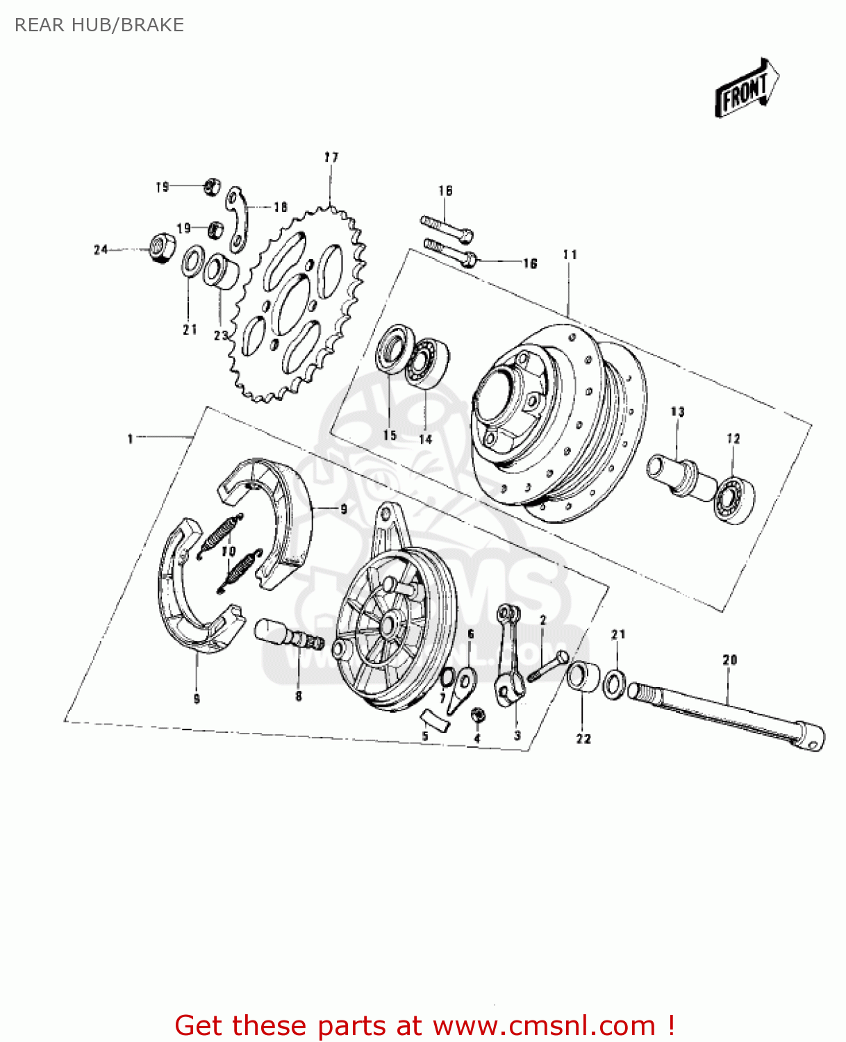 REAR HUB/BRAKE KH100B7 1976 CANADA