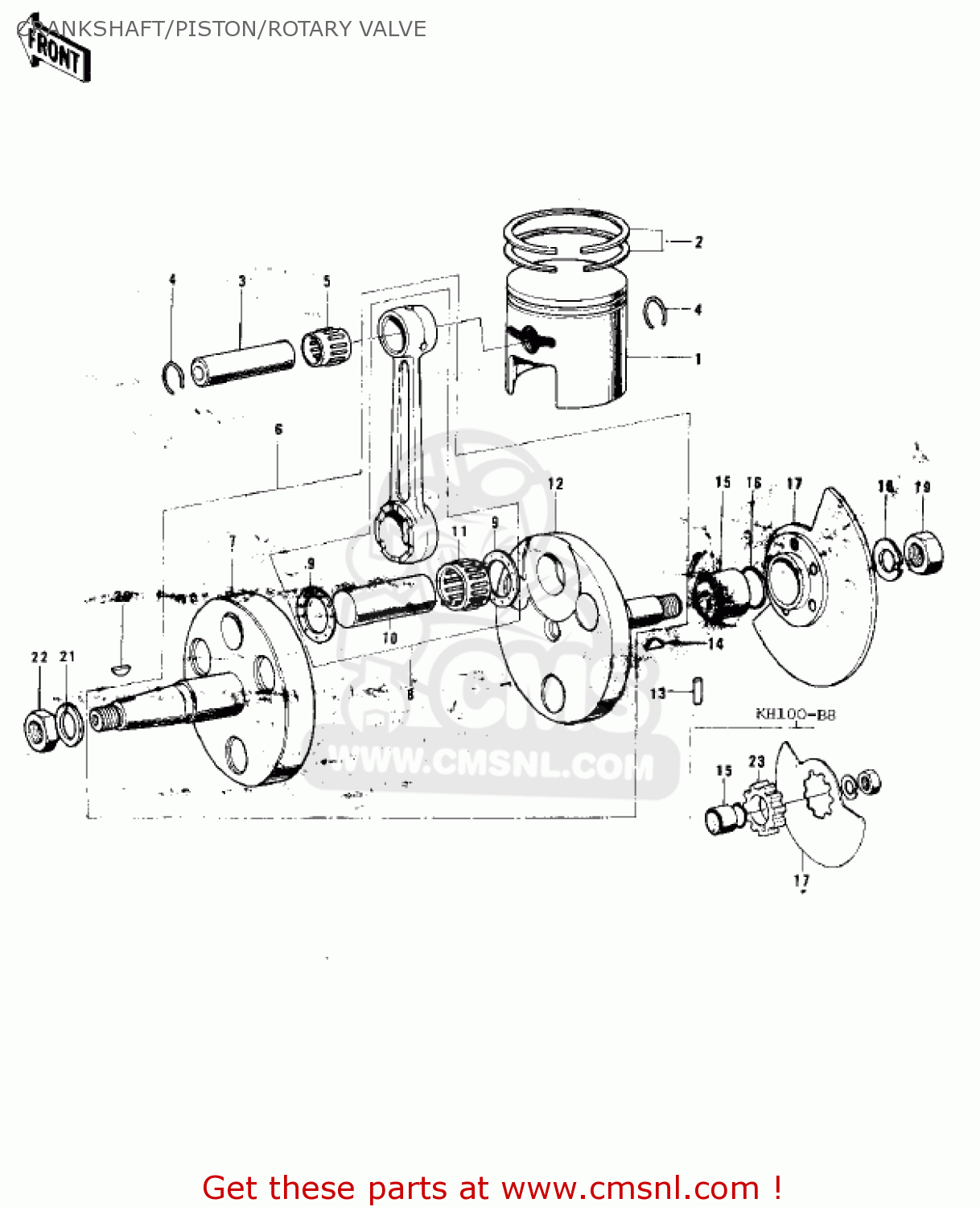 CRANKSHAFT/PISTON/ROTARY VALVE KH100B7 1976 CANADA