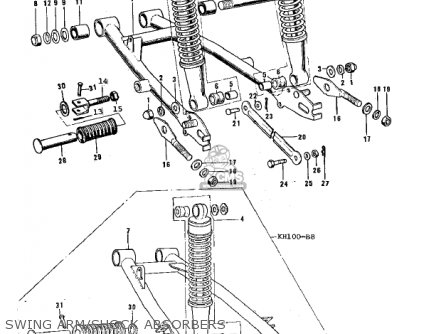 SWING ARM/SHOCK ABSORBERS - KH100B7 1976 CANADA