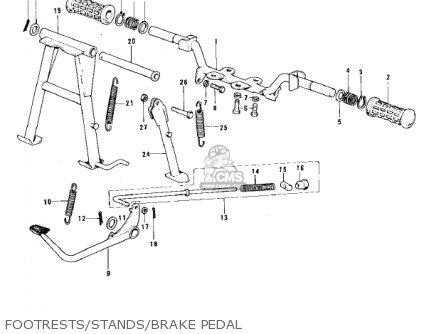 FOOTRESTS/STANDS/BRAKE PEDAL - KH100B7 1976 CANADA
