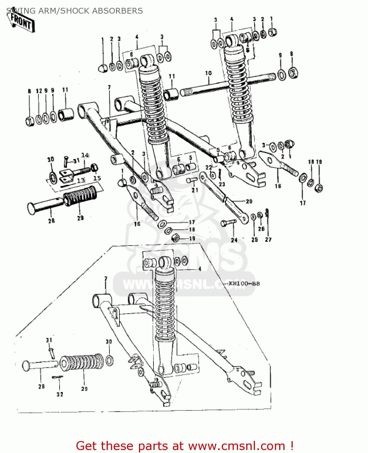 SWING ARM/SHOCK ABSORBERS KH100B8 1977 CANADA
