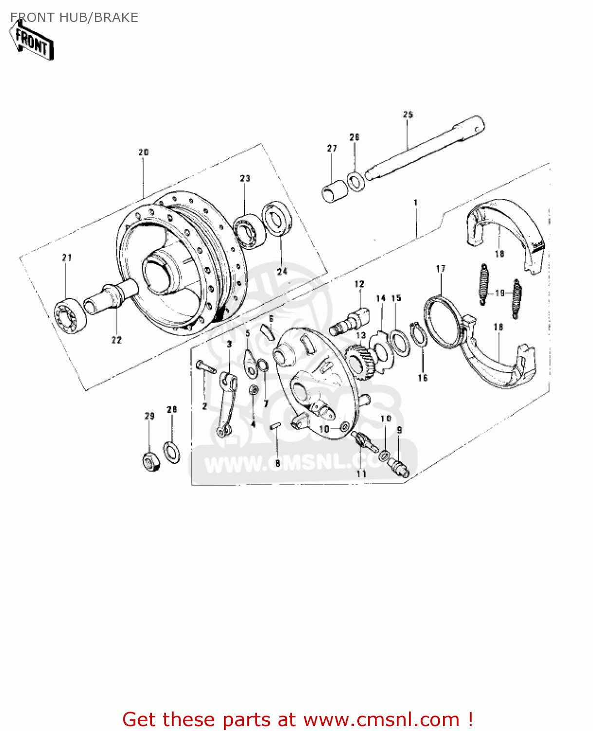 FRONT HUB/BRAKE KH100B8 1977 CANADA