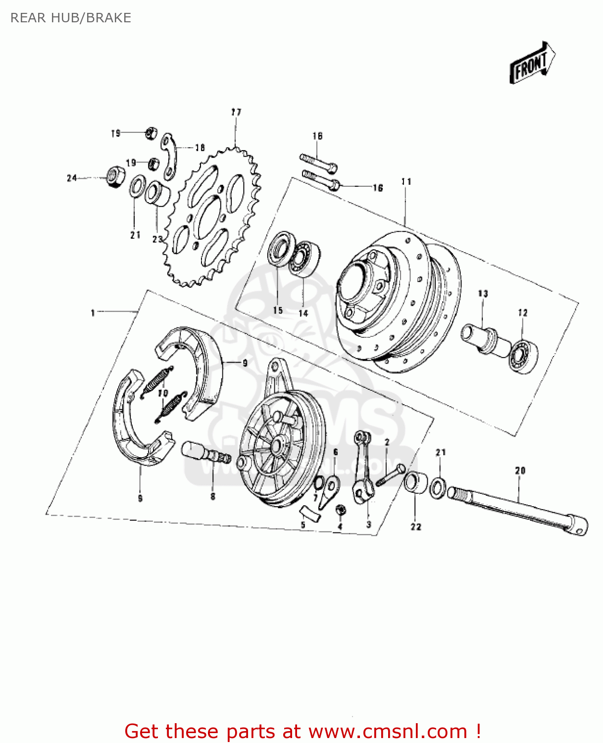 REAR HUB/BRAKE KH100B8 1977 CANADA