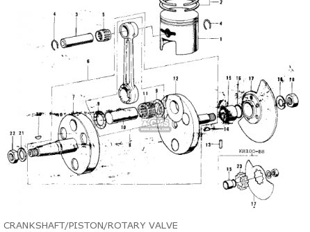 CRANKSHAFT/PISTON/ROTARY VALVE - KH100B8 1977 CANADA