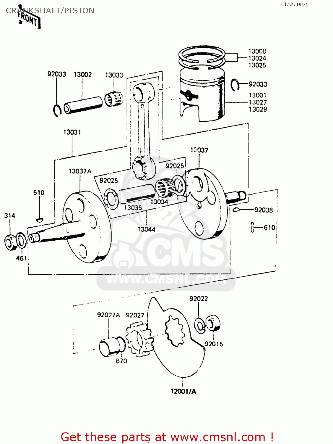 CRANKSHAFT/PISTON KH100G6 1985 EUROPE UK NR