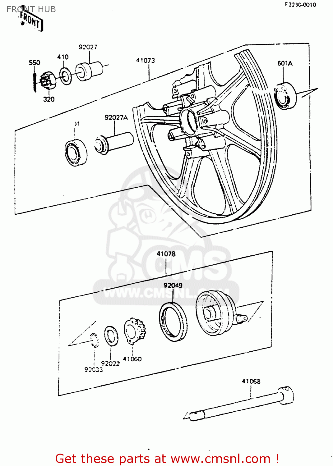 FRONT HUB KH100G6 1985 EUROPE UK NR