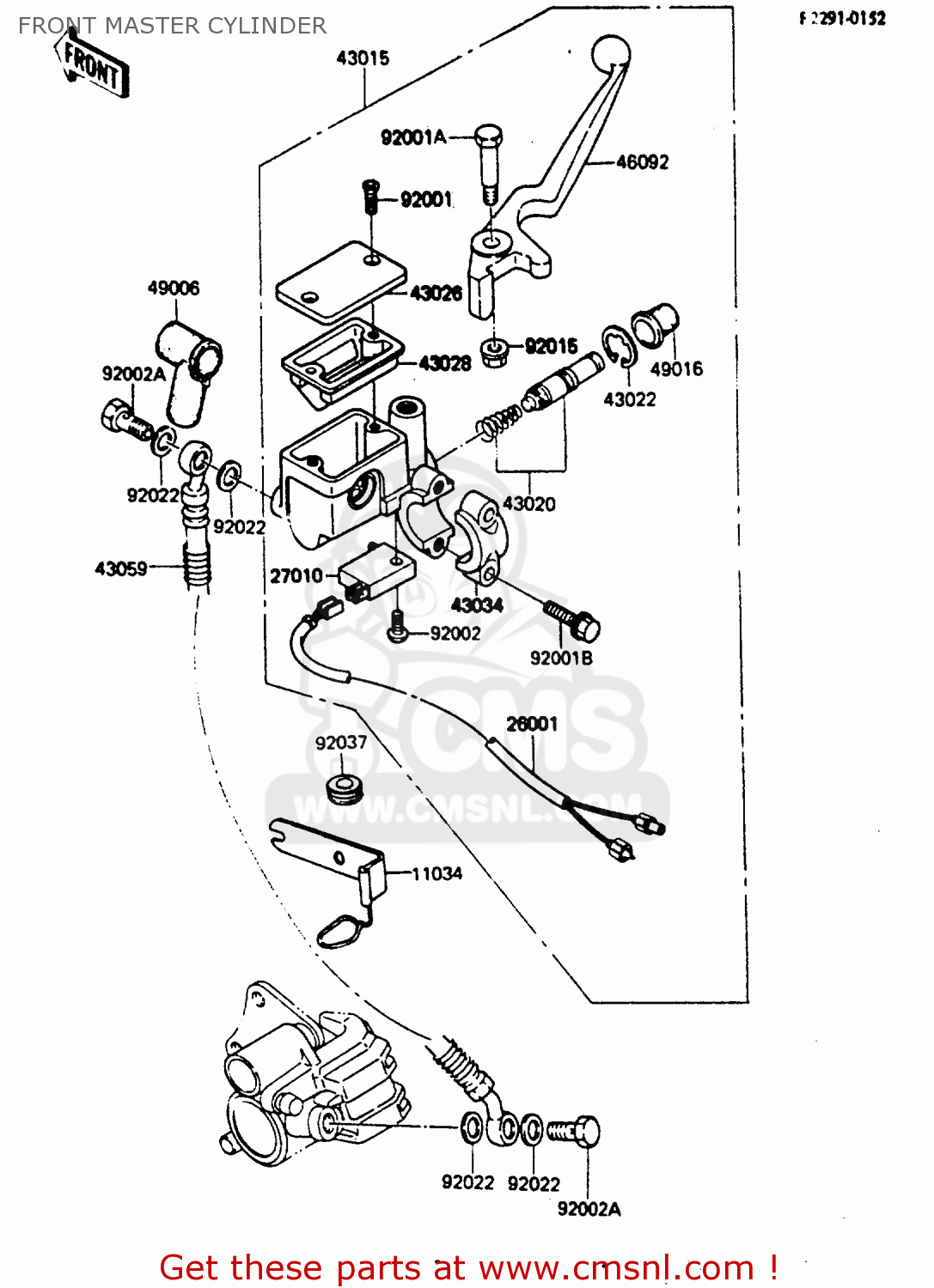 FRONT MASTER CYLINDER KH100G7 1986 USA
