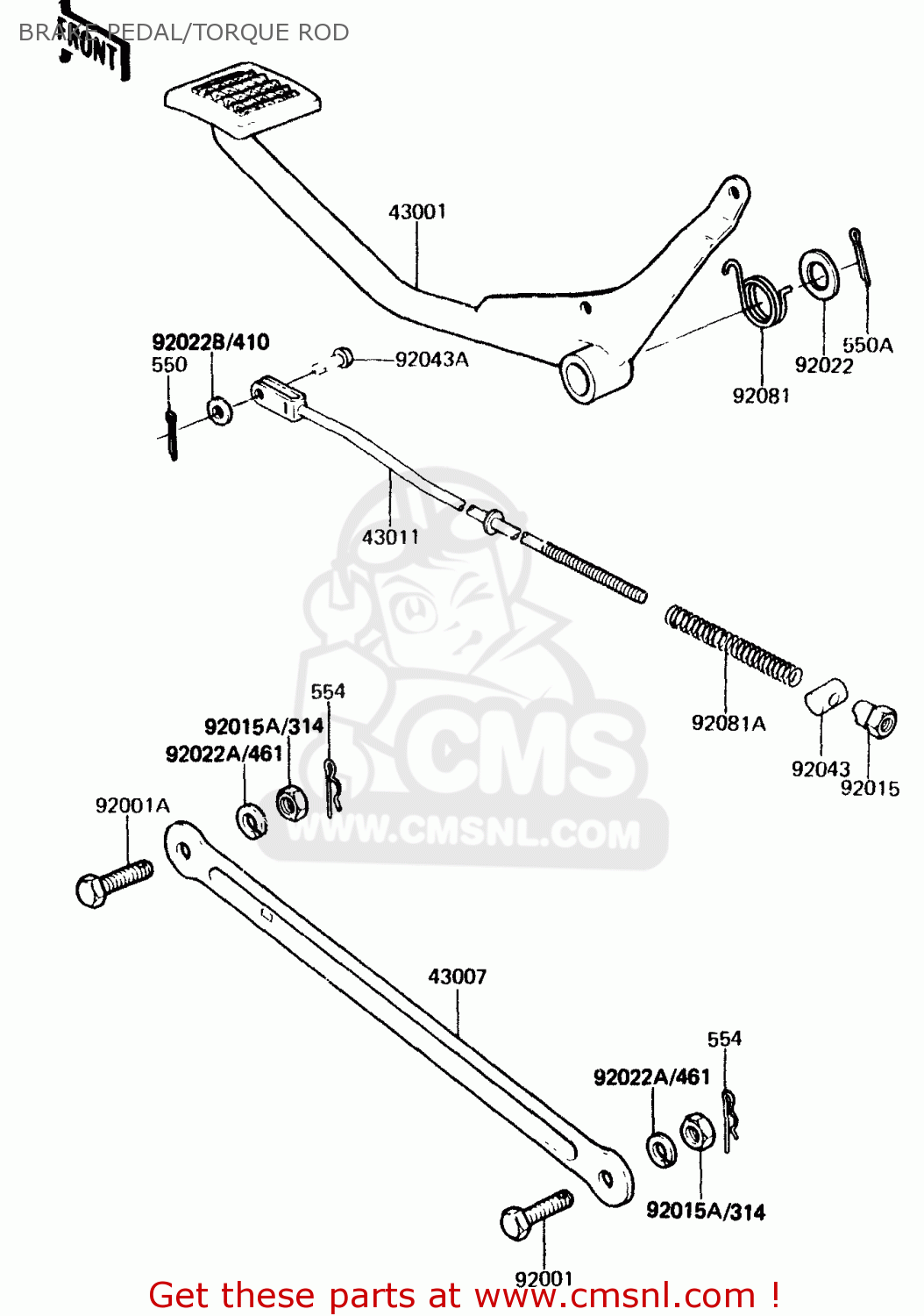 BRAKE PEDAL/TORQUE ROD KH125K1 1982 USA
