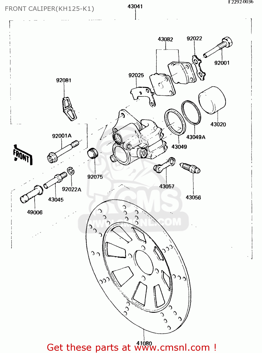 FRONT CALIPER(KH125-K1) KH125K1 1982 USA